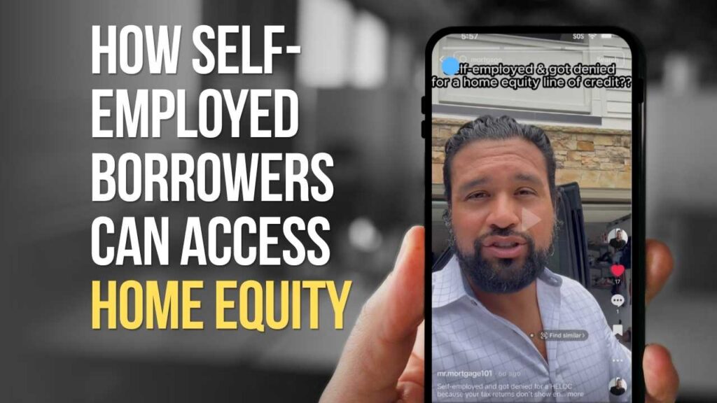 Self-employed homeowner reviewing bank statements for a home equity line of credit