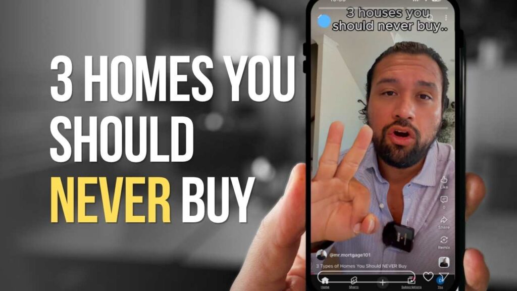 Mortgage broker explaining three types of homes buyers should be careful with before making an offer